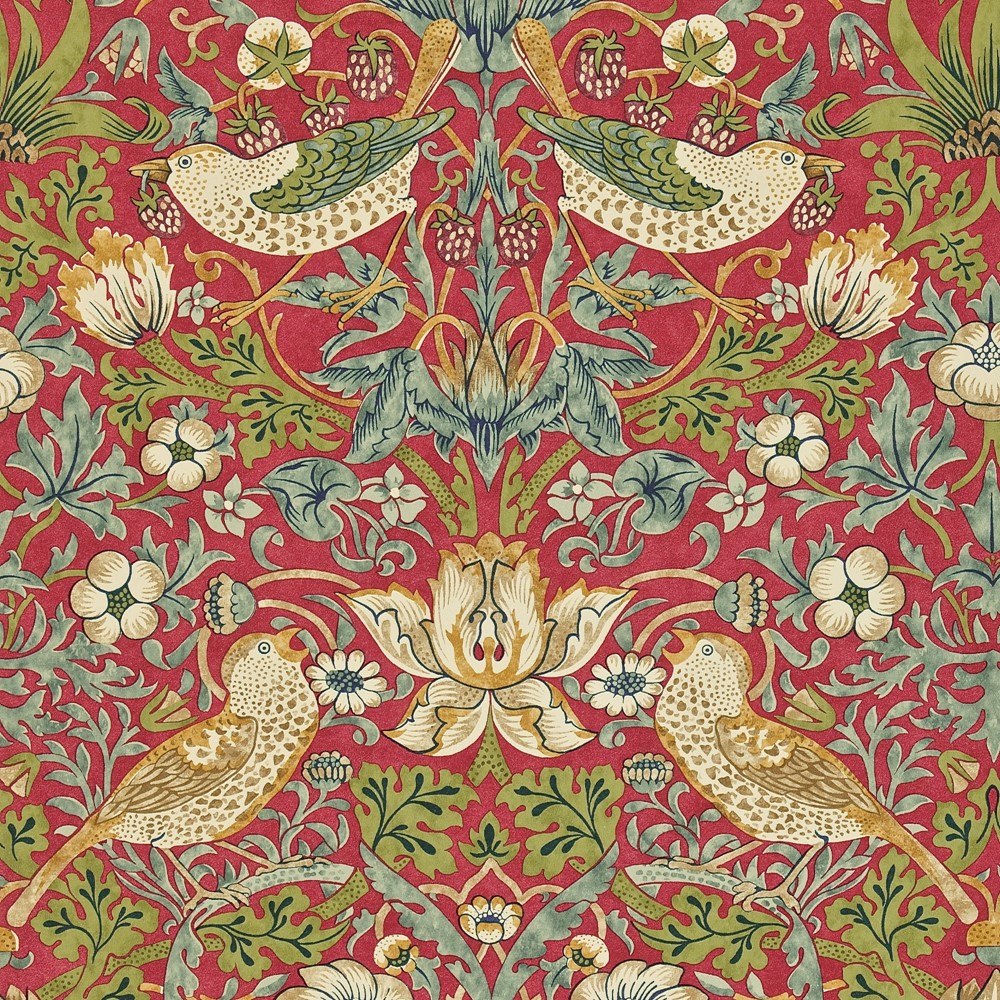 Strawberry Thief Wallpaper 212563 by Morris & Co in Crimson Slate